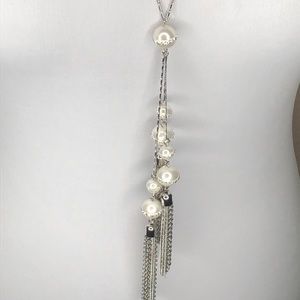 Neiman Marcus Silver, Pearl And Crystal Necklace